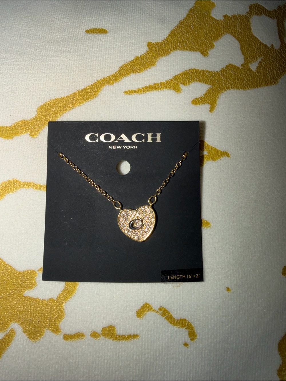 Coach Pavé Crystal Heart Necklace